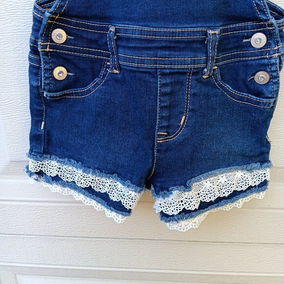 VTG Jordache Toddler‎ Girl Shorts Overalls Size 3T Floral Embroidered Y2K Denim - Picture 3 of 5